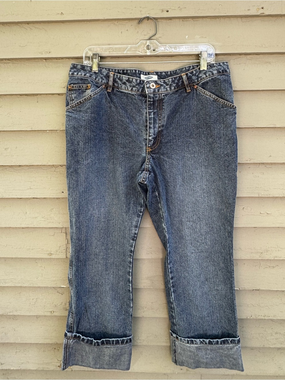 VINTAGE Old Navy Women’s Medium Indigo Cropped Cuffed Jeans Y2K Sz 14/16
